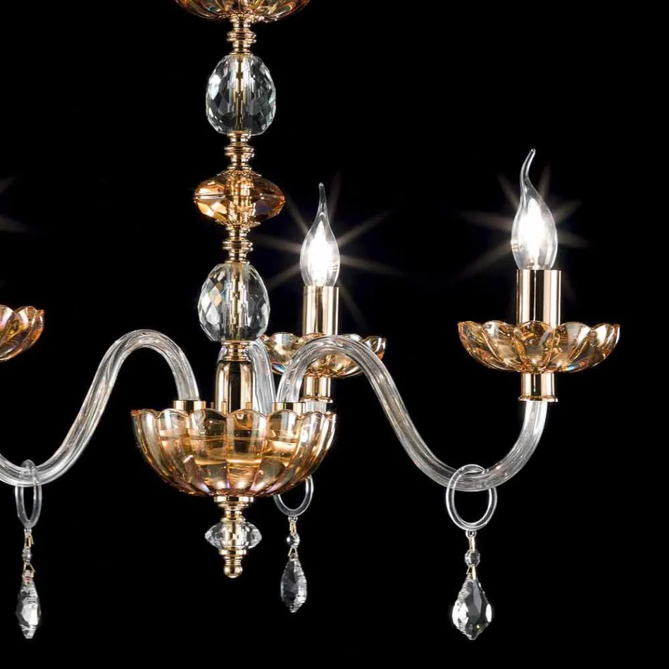 candelabru clasic în cristal și sticlă 3 lumini Belle, realizate în Italia Viadurini