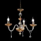 candelabru clasic în cristal și sticlă 3 lumini Belle, realizate în Italia Viadurini