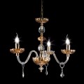 candelabru clasic în cristal și sticlă 3 lumini Belle, realizate în Italia