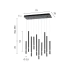 Candelabru cu 10 lumini LED din metal vopsit si cabluri reglabile - zada Viadurini