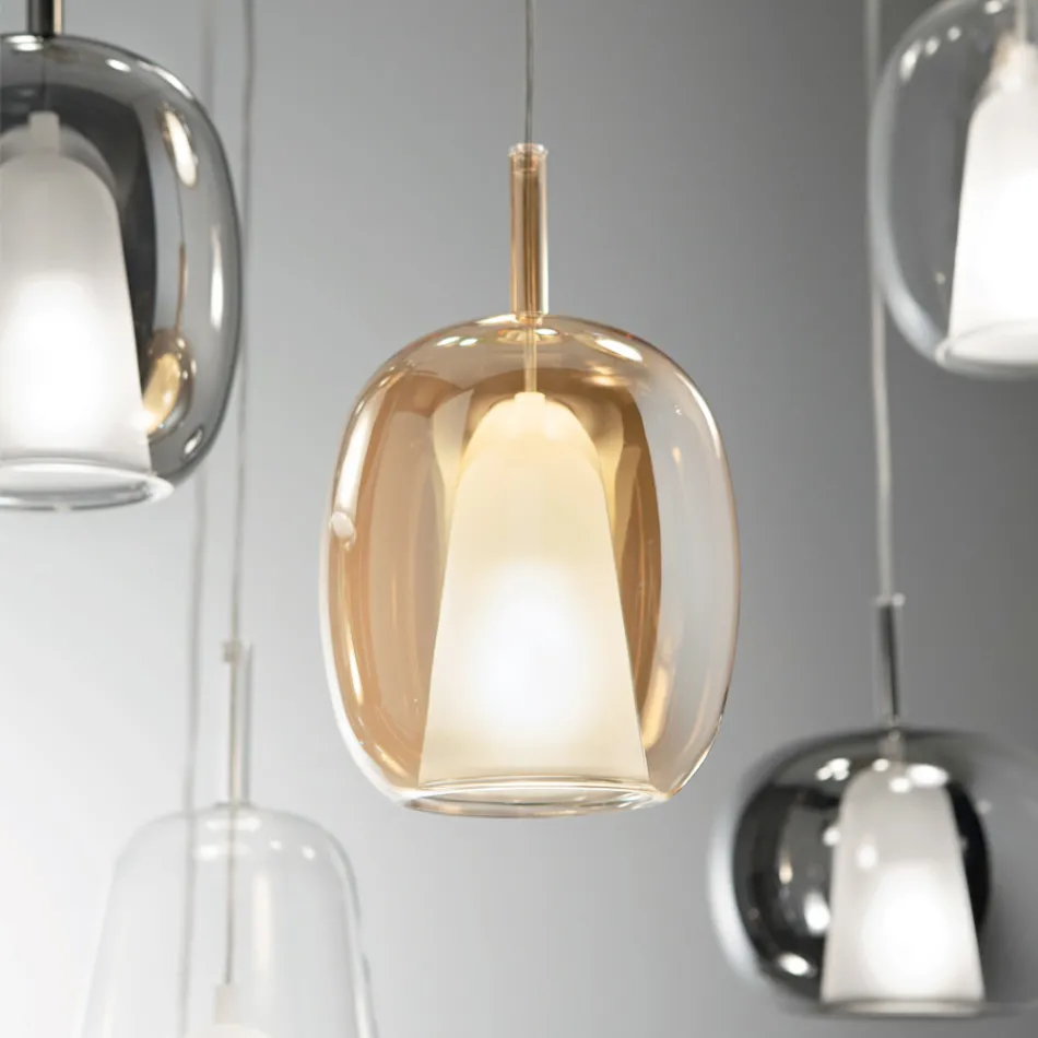 Candelabru cu 12 Lumini din Sticlă și Sârmă Transparentă Made in Italy - Trilly Viadurini