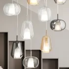 Candelabru cu 12 Lumini din Sticlă și Sârmă Transparentă Made in Italy - Trilly Viadurini
