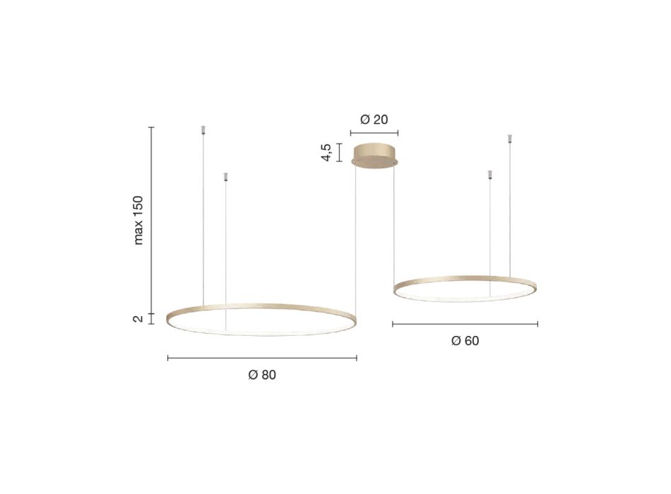 Candelabru cu 2 sau 3 Lumini LED Roronde Orizontale din Metal Vopsit - Mulberry Viadurini