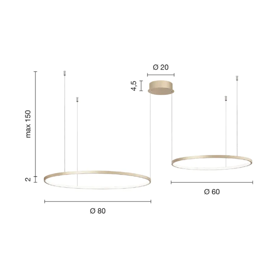 Candelabru cu 2 sau 3 Lumini LED Roronde Orizontale din Metal Vopsit - Mulberry Viadurini