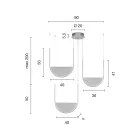 Candelabru cu 3 LED-uri cu inserție detașabilă din sticlă granulată - Catalpa Viadurini