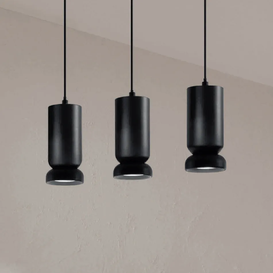 Candelabru cu 3 LED-uri din aluminiu vopsit cu pulbere și cablu reglabil - Buxus Viadurini