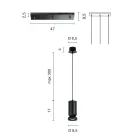 Candelabru cu 3 LED-uri din aluminiu vopsit cu pulbere și cablu reglabil - Buxus Viadurini