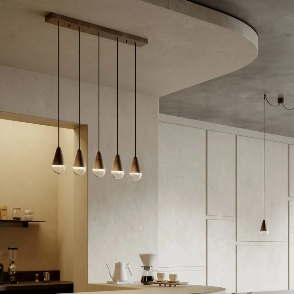 Candelabru cu 5 Lumini din Fier si Sticla Made in Italy - Innorat Viadurini