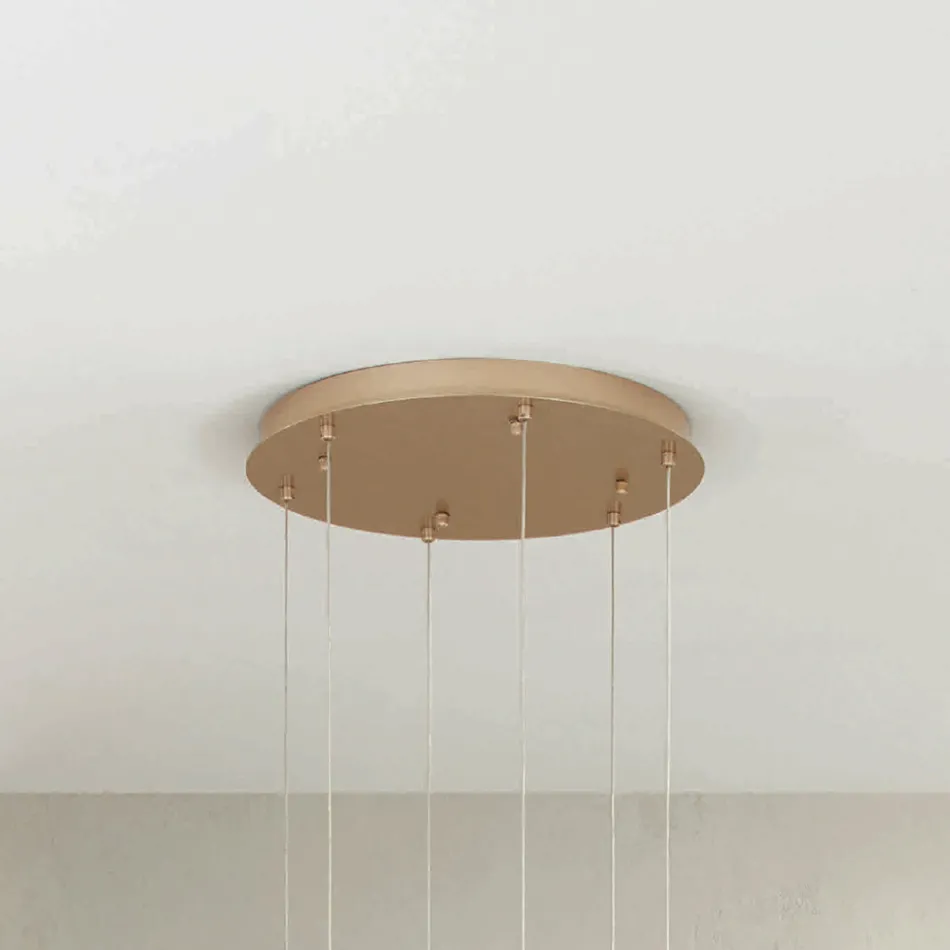 Candelabru cu 6 LED-uri si Baza Rotunda din Metal Vopsit Auriu - Carpen Viadurini