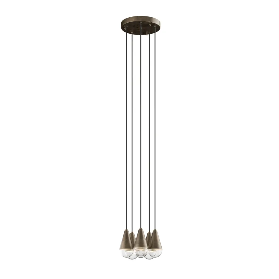 Candelabru cu 6 Lumini din Fier si Sticla Made in Italy - Innorat Viadurini