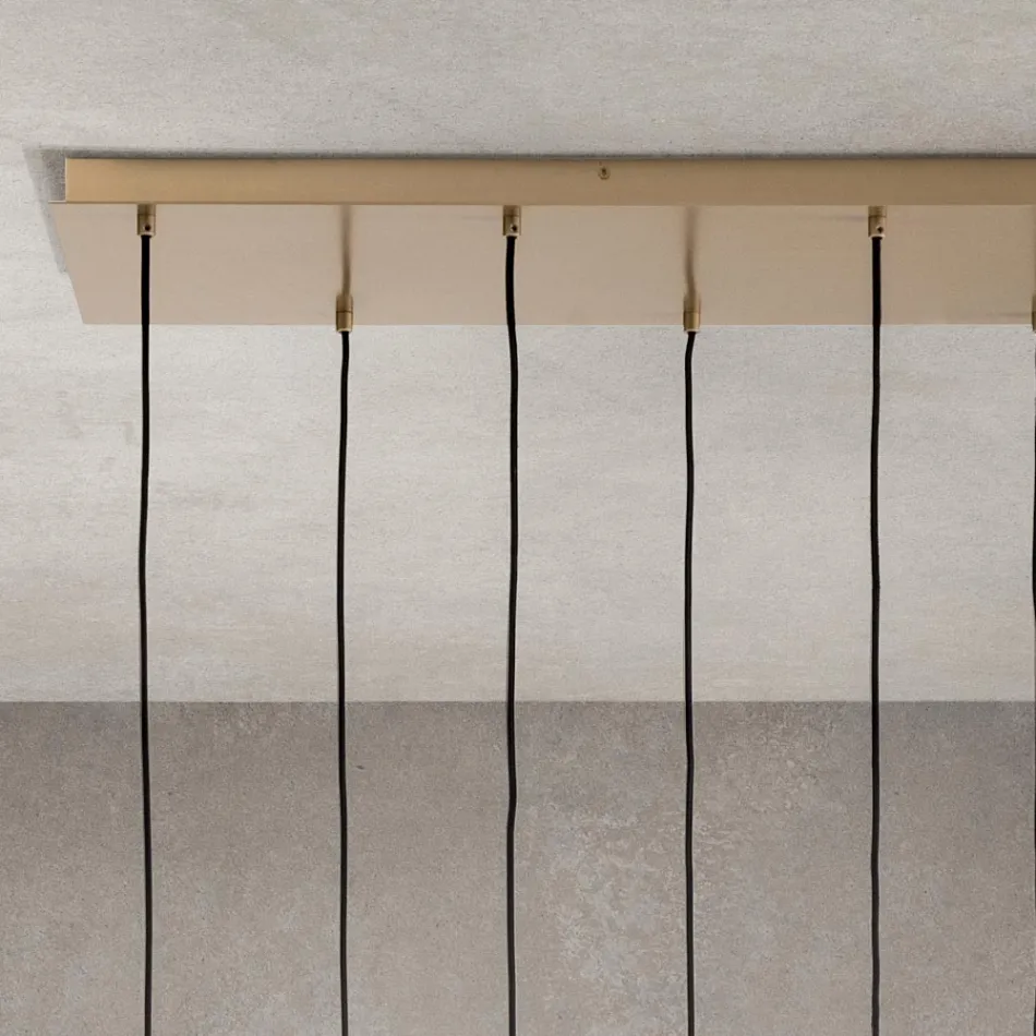 Candelabru cu 6 lumini din sticla suflata in forma de sfera Made in Italy - Prilla Viadurini