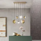 Candelabru cu 6 Lumini din Sticla Suflata in Forma de Sfera Made in Italy - Prilla Viadurini