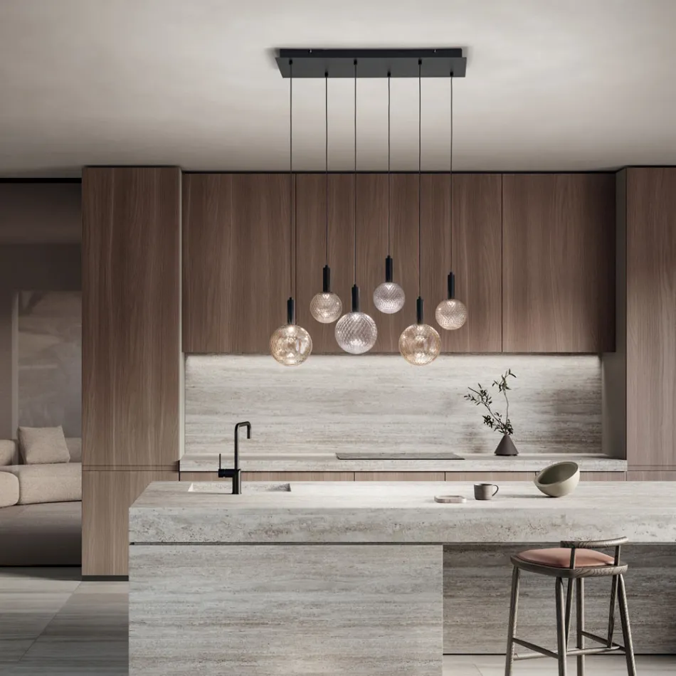 Candelabru din sticlă suflată cu 6 lumini cu decor cu balon - Zână Viadurini