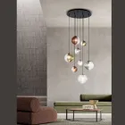 Candelabru cu 8 lumini din sticla suflata in forma de sfera Made in Italy - Prilla Viadurini