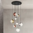 Candelabru cu 8 lumini din sticla suflata in forma de sfera Made in Italy - Prilla Viadurini