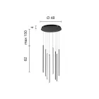 Candelabru cu 8 lumini LED din metal vopsit auriu si cabluri reglabile - portocaliu Viadurini