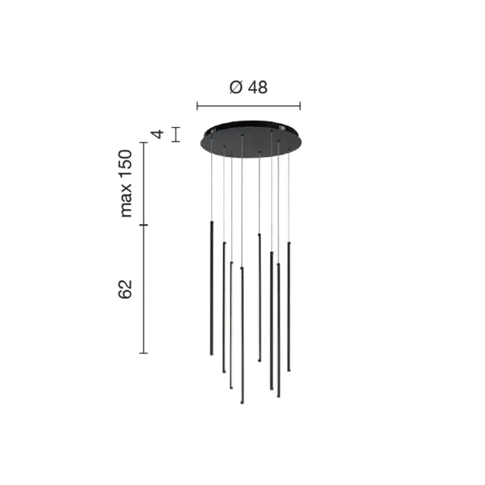 Candelabru cu 8 lumini LED din metal vopsit auriu si cabluri reglabile - portocaliu Viadurini