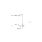 Candelabru cu corp de sticlă și 3 cercuri de aluminiu - Clara Viadurini