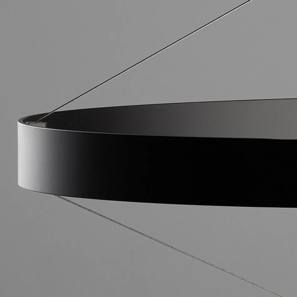 Candelabru cu corp de sticlă și 6 cercuri de aluminiu - Clara Viadurini