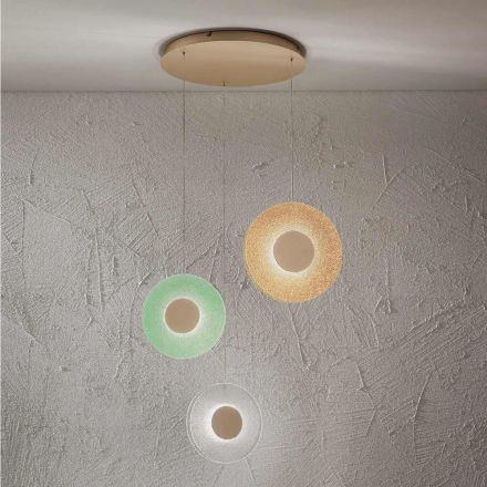 Candelabru cu Lumina LED din Metal Vopsit si Sticla Grit Colorata - Albizia Viadurini