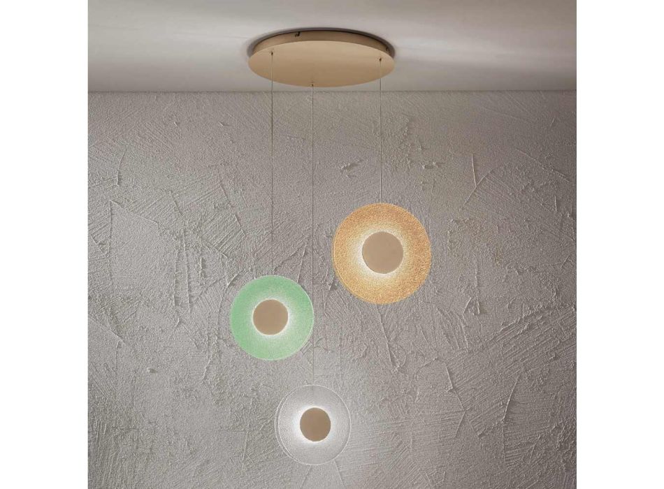 Candelabru cu Lumina LED din Metal Vopsit si Sticla Grit Colorata - Albizia Viadurini