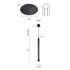 Candelabru cu cadru metalic vopsit negru si cabluri reglabile - mesteacan Viadurini