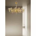 Candelabru din sticlă venețiană, fabricat manual, cu 12 lumini, fabricat în Italia - Margherita Viadurini