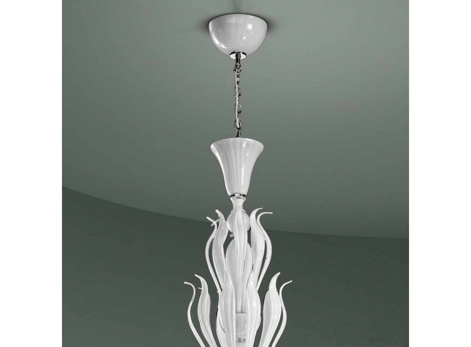 Candelabru din sticlă Veneția cu 12 lumini Fabricat manual în Italia - Agustina Viadurini