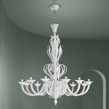 Candelabru din sticlă Veneția cu 12 lumini Fabricat manual în Italia - Agustina Viadurini