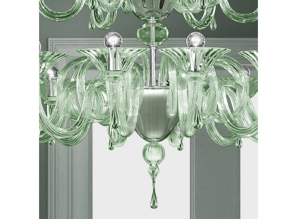 Candelabru din sticlă venețiană cu 18 lumini, fabricat manual în Italia - Margherita Viadurini