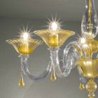 Candelabru din sticlă Veneția cu 5 lumini, realizat manual în Italia - Margherita Viadurini