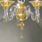 Candelabru din sticlă Veneția cu 5 lumini, realizat manual în Italia - Margherita Viadurini