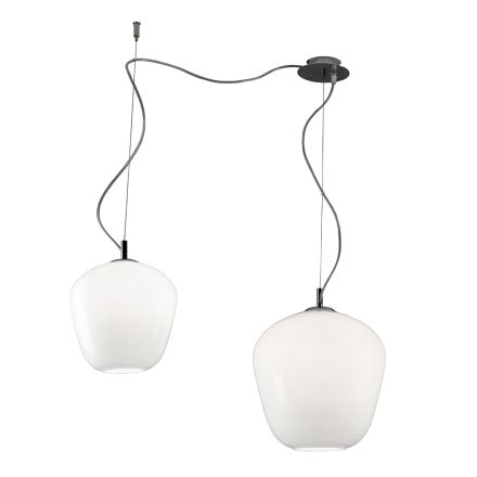 Candelabru descentralizat cu lampă mică și mare din sticlă, fabricat în Italia - Elisia Viadurini