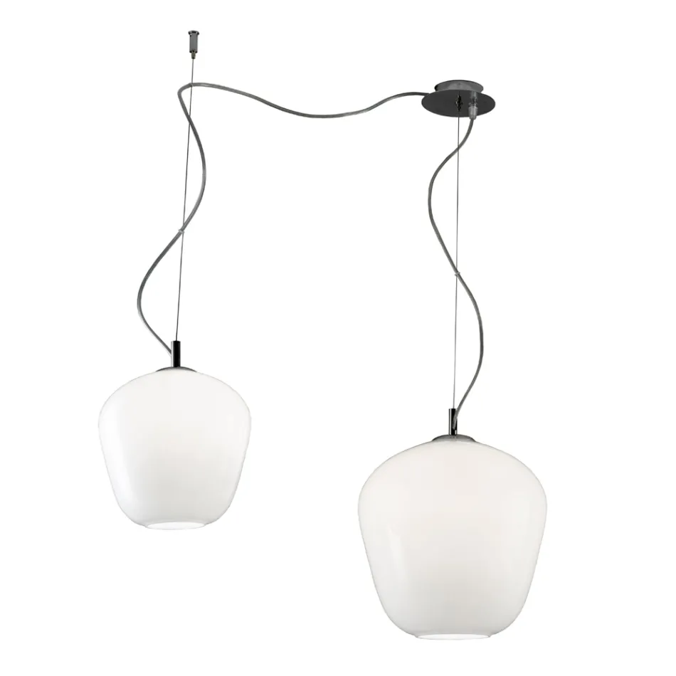 Candelabru descentralizat cu lampă mică și mare din sticlă, fabricat în Italia - Elisia Viadurini