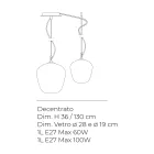 Candelabru descentralizat cu lampă mică și mare din sticlă, fabricat în Italia - Elisia Viadurini
