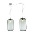 Candelabru descentralizat cu două lumini din sticlă lucrată manual, fabricat în Italia - Soffio