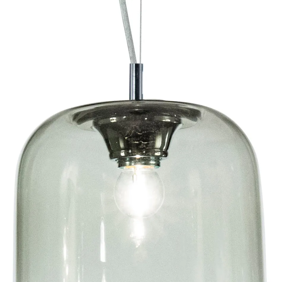Candelabru descentralizat cu două lumini din sticlă lucrată manual, fabricat în Italia - Soffio Viadurini