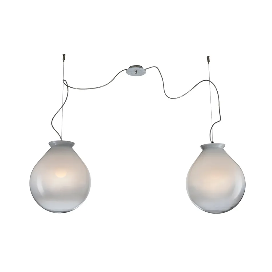 Candelabru excentric din sticlă așezată manual, fabricat în Italia - Iride Viadurini