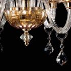 Candelabru design clasic, cu lumini 6 din sticlă și din sticlă fină Viadurini