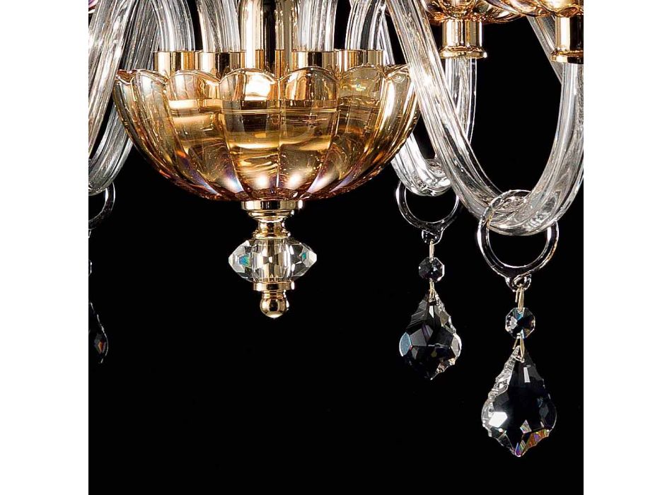 Candelabru design clasic, cu lumini 6 din sticlă și din sticlă fină Viadurini
