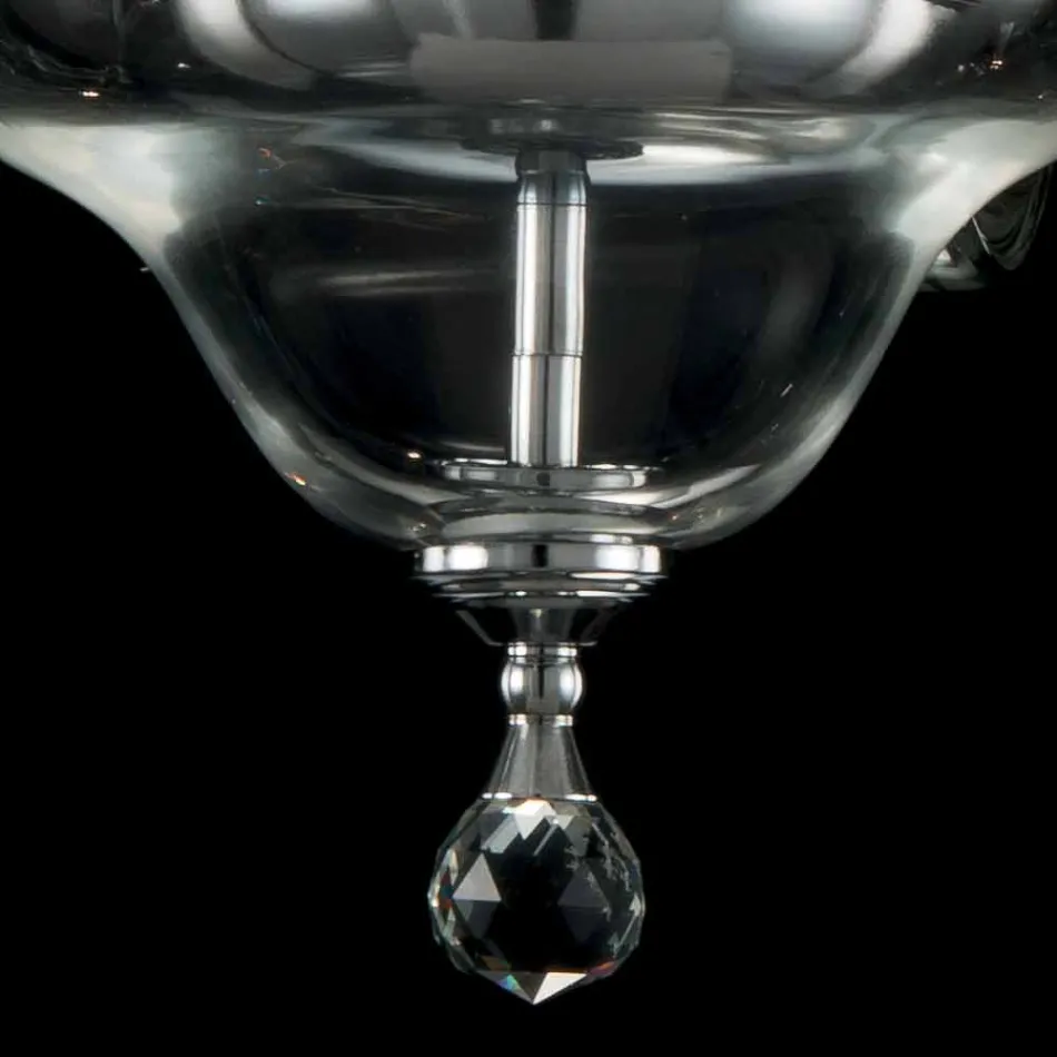 Design candelabru 6 lumini de sticlă și Cristallo Ivy, a făcut în Italia Viadurini