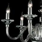 Design candelabru 6 lumini de sticlă și Cristallo Ivy, a făcut în Italia Viadurini