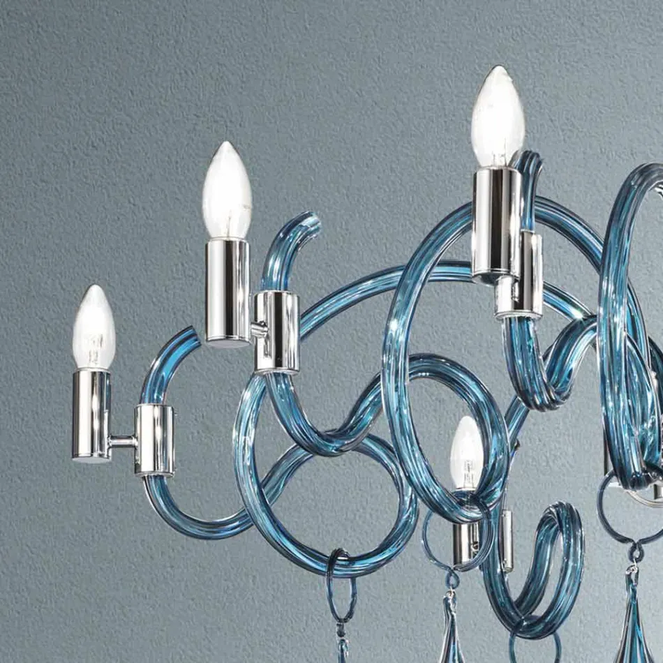 Candelabru manual cu 9 lumini din sticlă venețiană Made in Italy - Bernadette Viadurini
