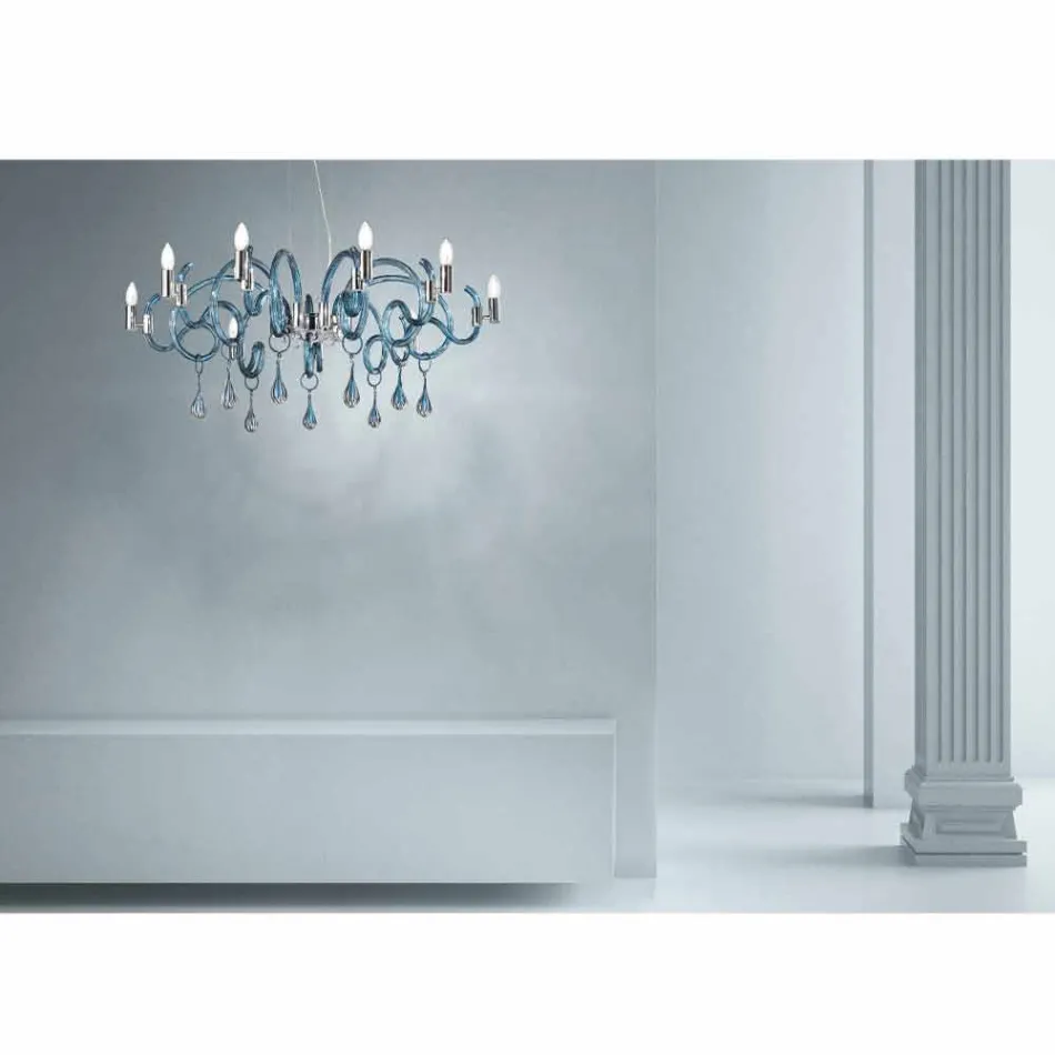 Candelabru manual cu 9 lumini din sticlă venețiană Made in Italy - Bernadette Viadurini