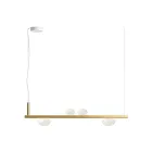 Candelabru din aluminiu cu lumină din sticlă suflată în alb - Alma Viadurini