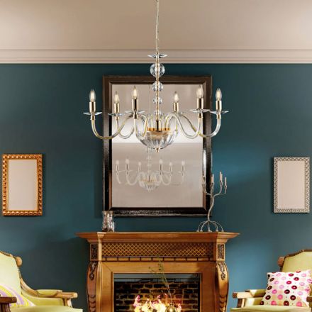 Candelabru din sticlă și strasuri fabricat în Italia pentru decor interior - Madrid Viadurini