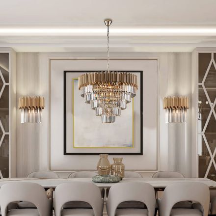 Candelabru din fier aurit cu strasuri fabricat în Italia pentru decorare interioară - Paris Viadurini