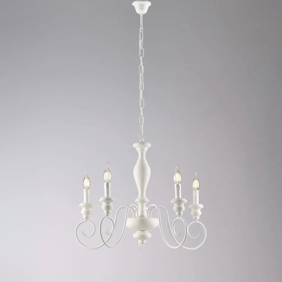 Candelabru din lemn și fier lăcuit, fabricat în Italia, pentru decor interior - Toscana Viadurini