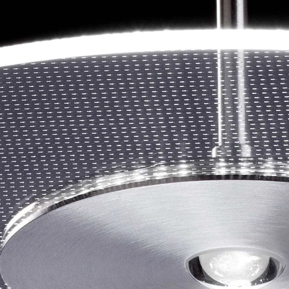 Candelabru metalic cu difuzor din plexiglas cu micropuncte - Nora Viadurini