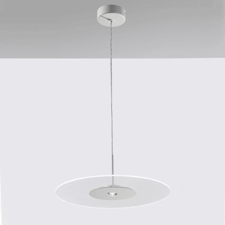 Candelabru metalic cu difuzor din plexiglas cu micropuncte - Nora Viadurini